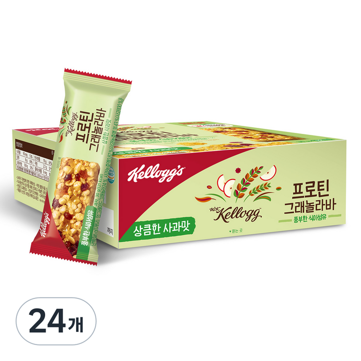 켈로그 프로틴 그래놀라바 상큼한 사과맛, 30g, 24개