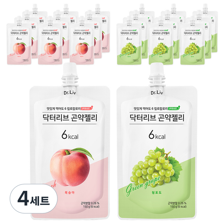 닥터리브 곤약젤리 청포도 150ml x 10p + 복숭아 150ml x 10p, 4세트