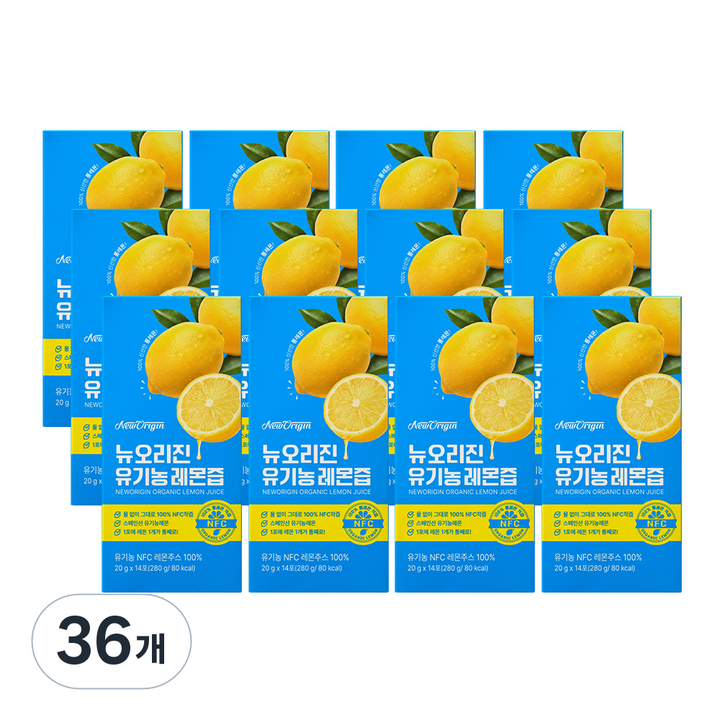 유한건강생활 뉴오리진 유기농 레몬즙, 280ml, 36개
