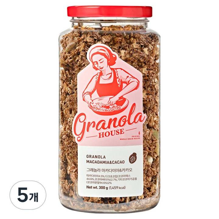 그래놀라하우스 마카다미아 앤 카카오, 300g, 5개