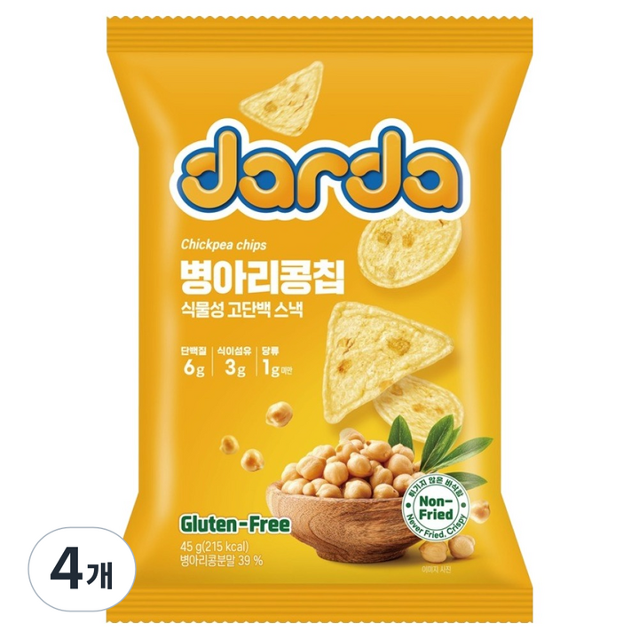 다르다 병아리콩칩, 45g, 4개