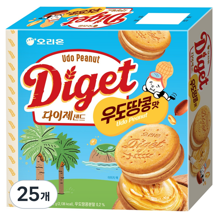 오리온 다이제샌드 우도땅콩맛 8p, 392g, 25개