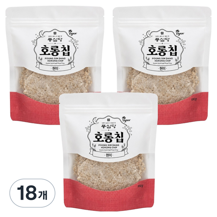 풍심당 국내산 호롱칩 현미 누룽지 과자, 100g, 18개