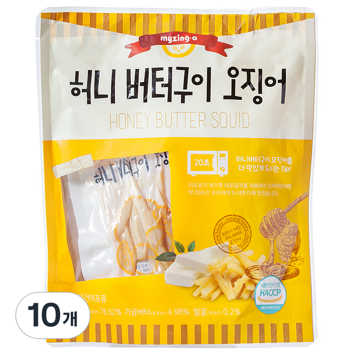 마이징오 허니 버터구이 오징어, 180g, 10개