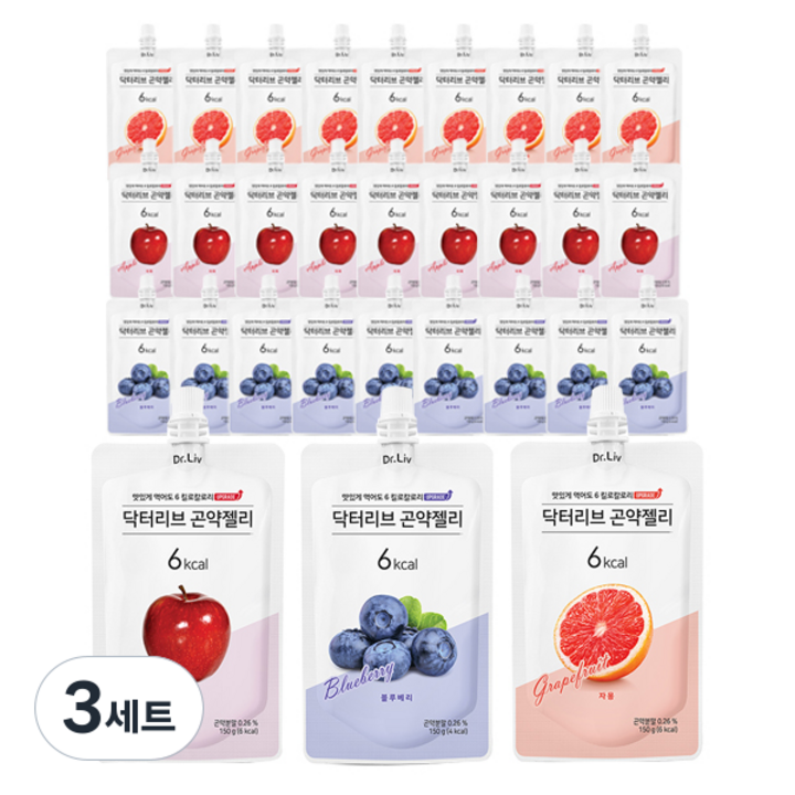 닥터리브 곤약젤리 자몽 10p + 블루베리 10p + 사과 10p 세트, 3세트, 150g
