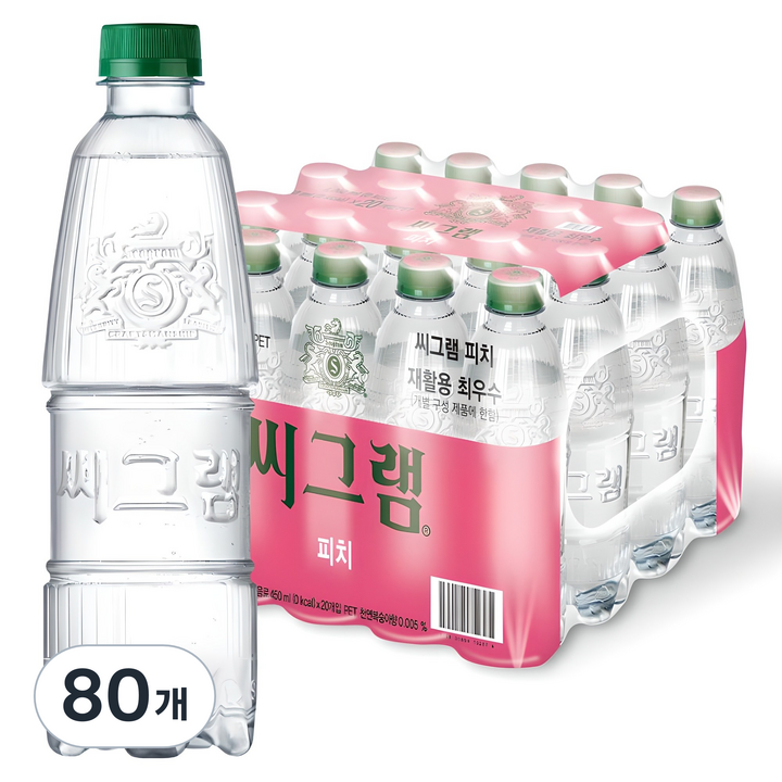 씨그램 피치 무라벨 탄산음료, 450ml, 80개