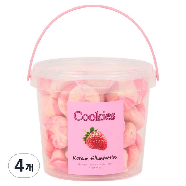 아리감성 딸기 머랭쿠키 원통형, 52g, 4개