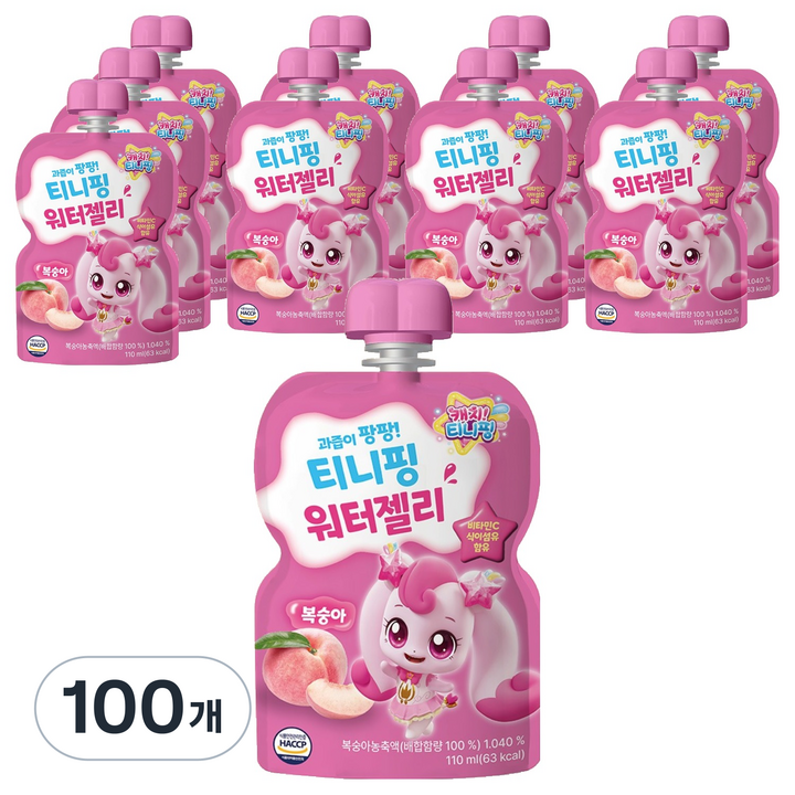 푸드웰 티니핑 워터젤리 복숭아, 100개, 110ml