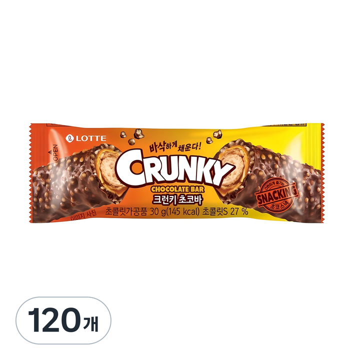 롯데웰푸드 크런키 초코바, 30g, 120개