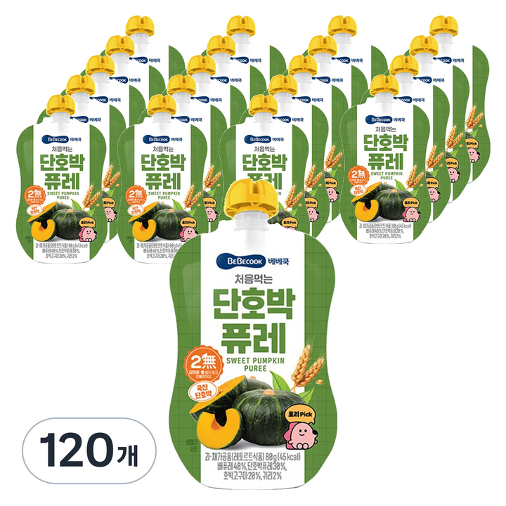 베베쿡 처음먹는 퓨레, 단호박, 80g, 120개