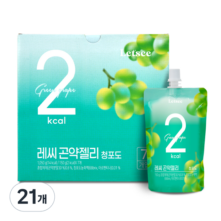 레씨 2Kcal 곤약젤리 청포도, 21개, 150g