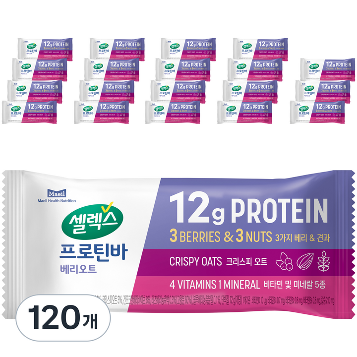 셀렉스 프로틴바 베리오트, 50g, 120개