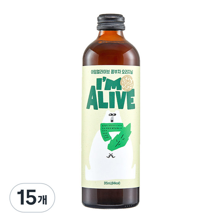 아임얼라이브 콤부차 유리병 오리지날, 315ml, 15개
