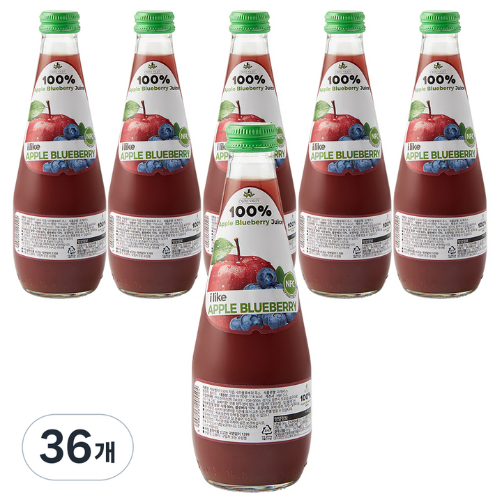 캐슬밸리 100 착즙 사과블루베리 주스, 36개, 300ml