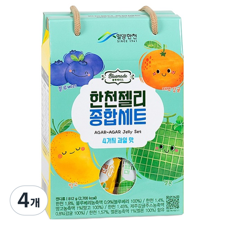밀양한천 블루메이드 한천젤리 종합세트 4가지맛, 4개, 812g