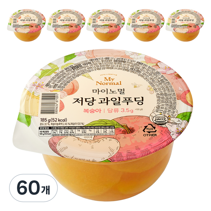 마이노멀 저당 과일푸딩 복숭아, 185g, 60개