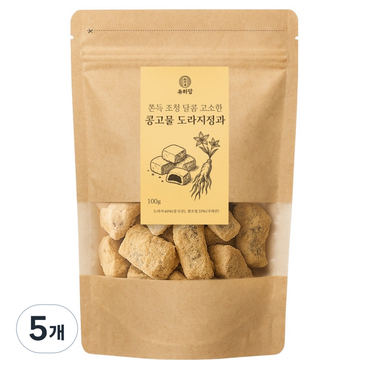 유하담 쫀득조청 달콤 고소한 콩고물 도라지정과, 100g, 5개