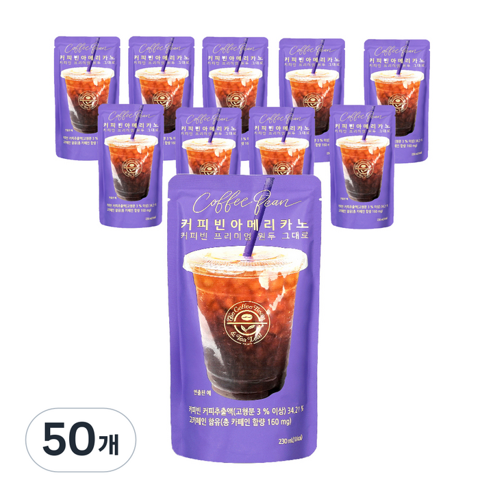 커피빈 아메리카노 파우치커피, 230ml, 50개