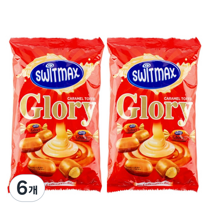 GLORY 카라멜 토피 밀크크림 캔디, 1kg, 6개