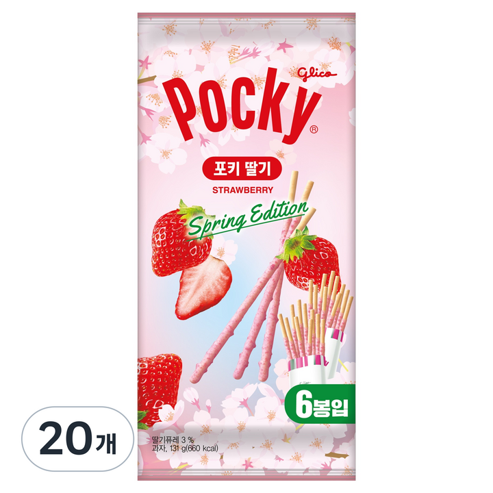 포키 딸기 막대과자 6p, 131g, 20개