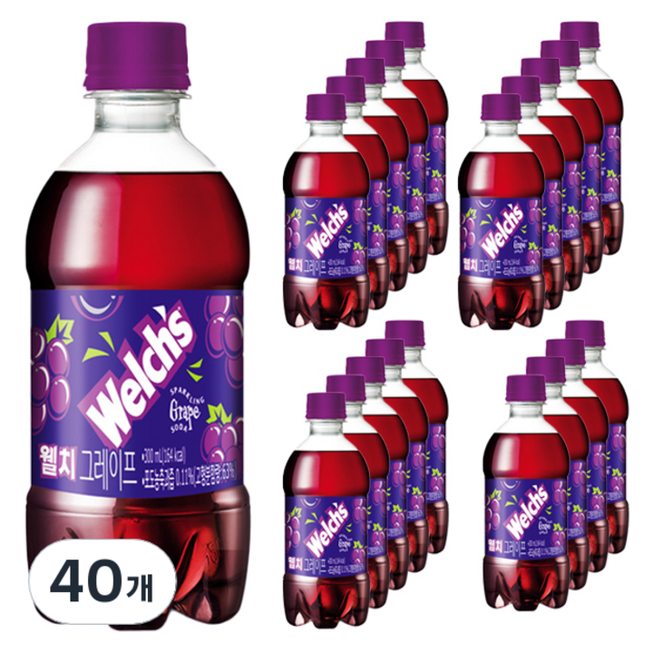 웰치스 소다 그레이프 탄산음료, 300ml, 40개