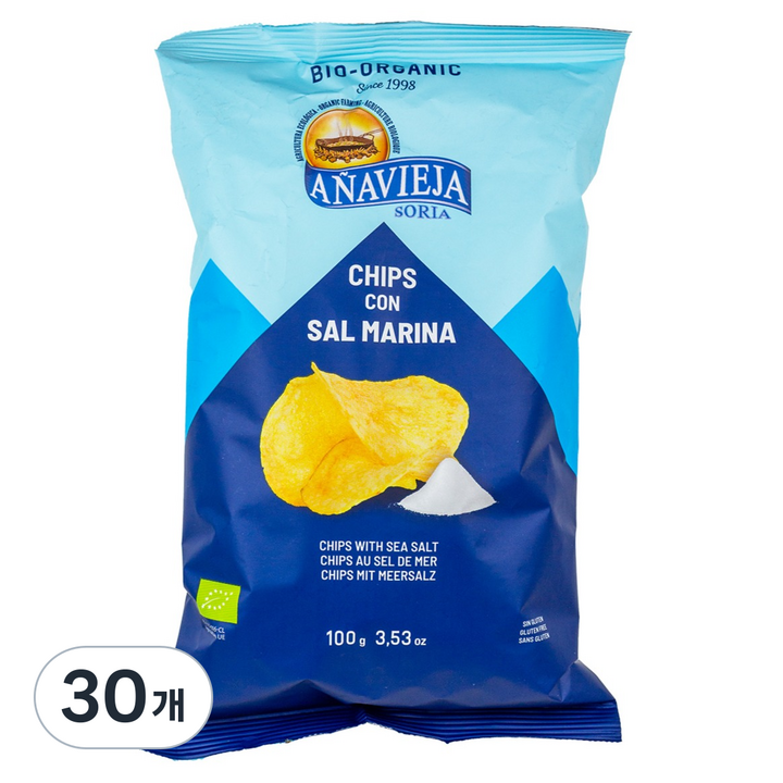 아냐비에하 오가닉 씨쏠트 포테이토칩, 100g, 30개