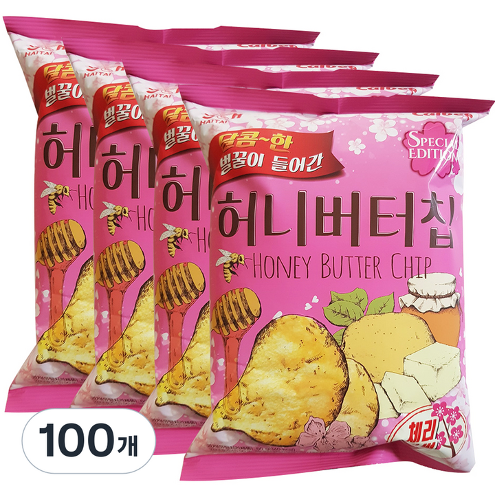 해태제과 허니버터칩 체리블라썸, 60g, 100개