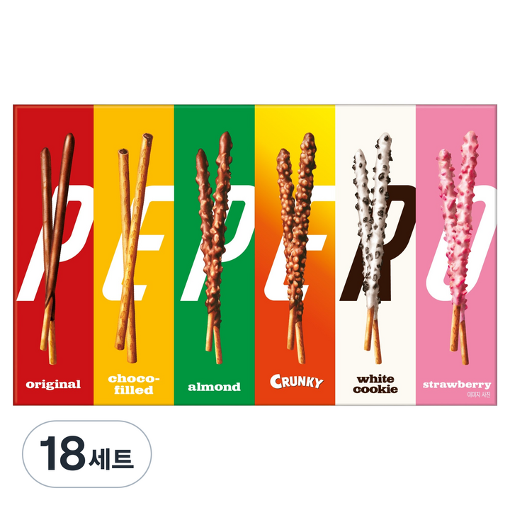 빼빼로 샘플러 6종 258g, 18세트