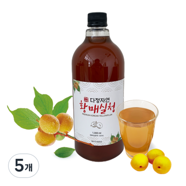 다정자연 프리미엄 황매실청 원액, 5개, 1L, 5개
