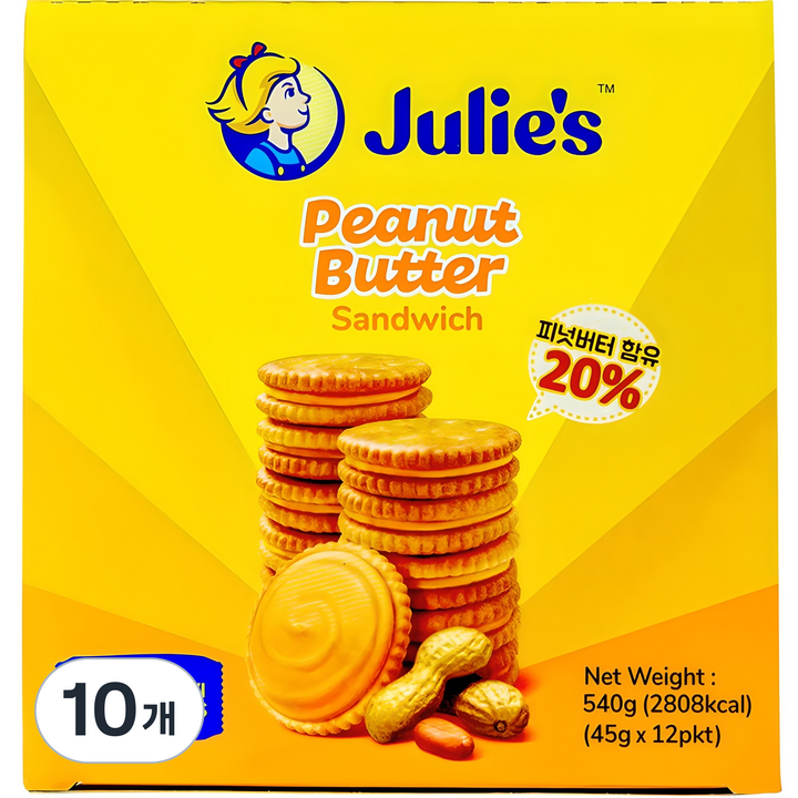 줄리스 피넛버터 샌드위치, 540g, 10개