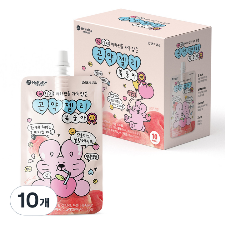 맥널티커피 10가지 비타민을 가득 담은 곤약젤리 복숭아 10개입, 1.3kg, 10개