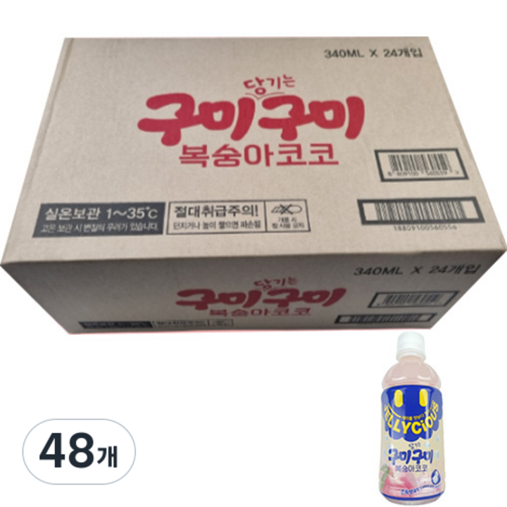 젤리셔스 구미당기는구미 복숭아코코, 48개, 340ml