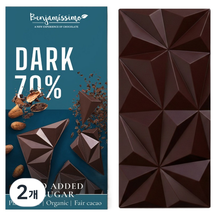 벤자미시모 유기농 다크 70% 초콜릿, 60g, 2개
