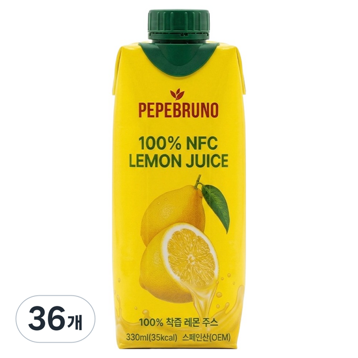 페페브루노 100% NFC 레몬 주스, 36개, 330ml