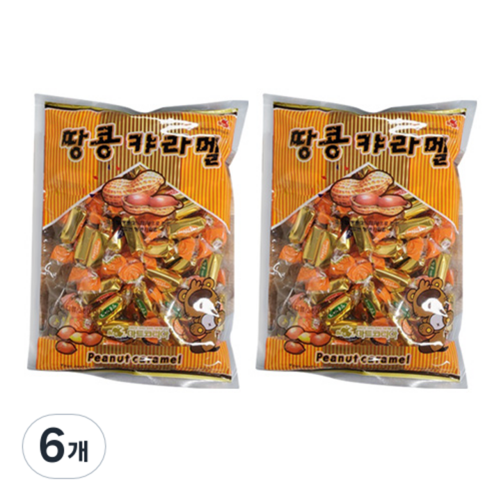 리소하우스 대용량 입가심 땅콩카라멜 사탕, 380g, 6개
