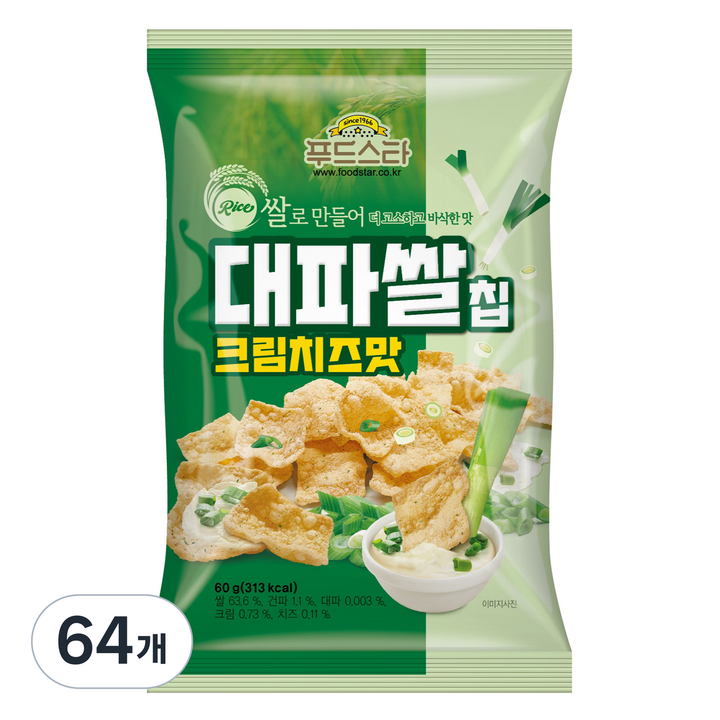 푸드스타 대파쌀칩 크림치즈맛, 60g, 64개