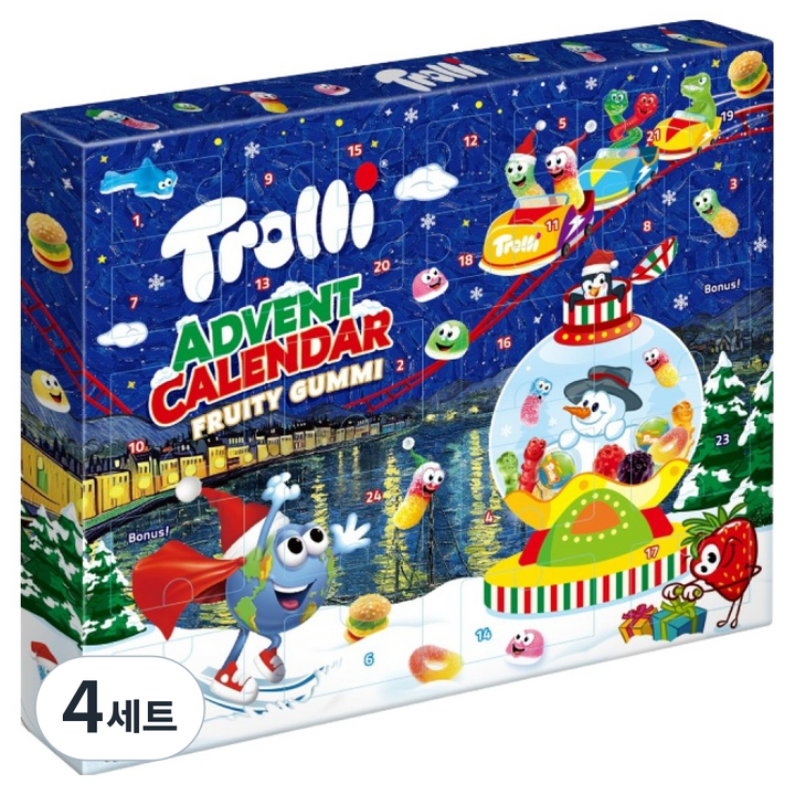 트롤리 어드벤트 캘린더 간식 세트 623g, 4세트