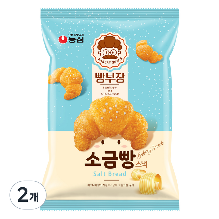 농심 빵부장 소금빵, 55g, 2개