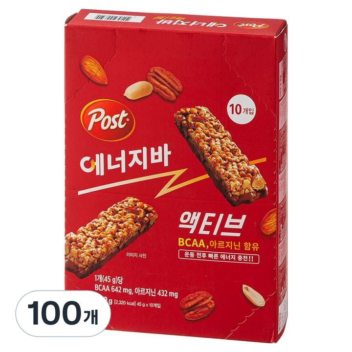 포스트 에너지바 액티브, 45g, 100개