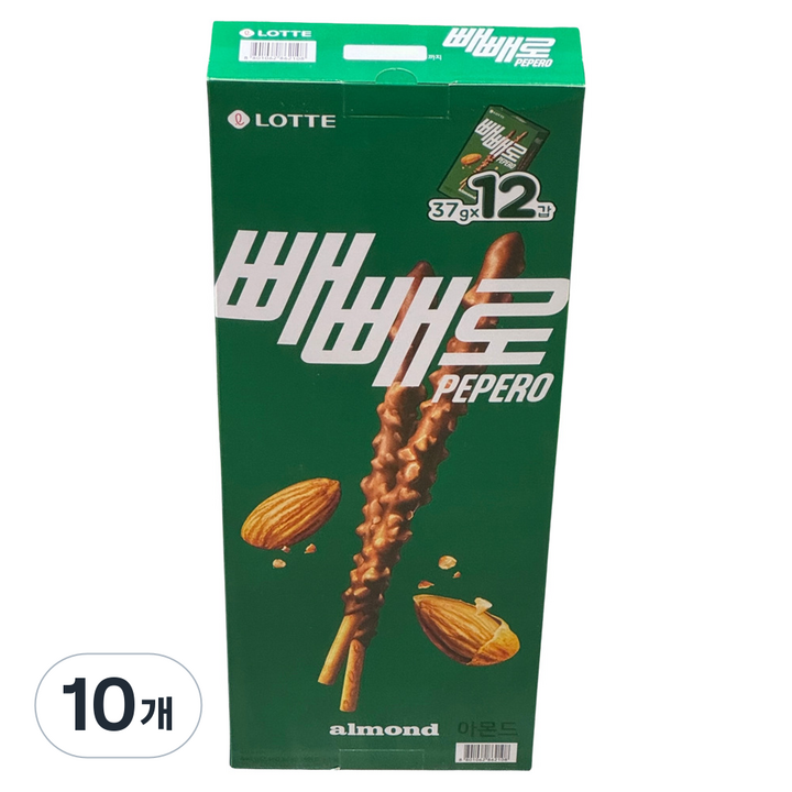 빼빼로 아몬드 빼빼로 12p, 444g, 10개