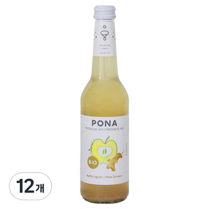 포나 유기농 스파클링 애플 진저 탄산음료, 12개, 330ml