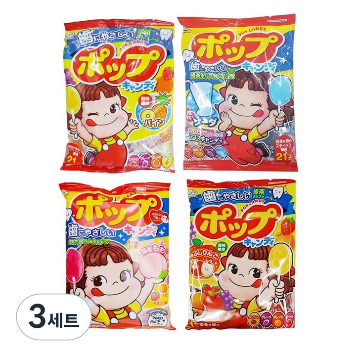 후지야 팝캔디 4개 랜덤구성, 100g, 3세트