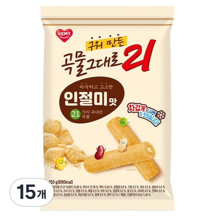 곡물그대로21 크리스피롤 인절미, 15개, 150g