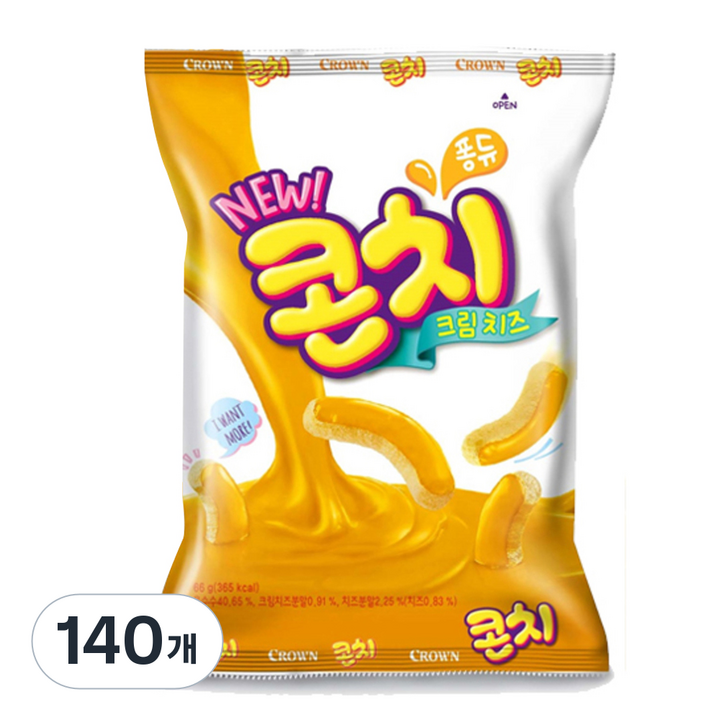 크라운 콘치 크림치즈 과자, 66g, 140개