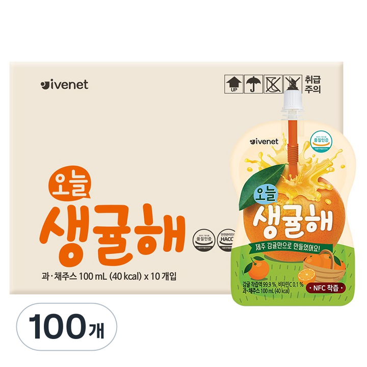 아이배냇 오늘 생귤해 주스, 100ml, 100개