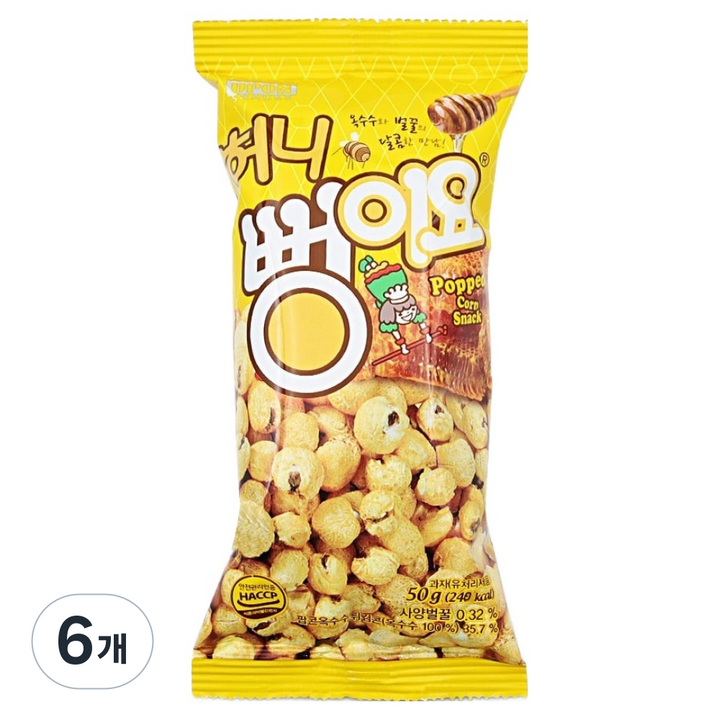서울식품 허니 뻥이요, 50g, 6개