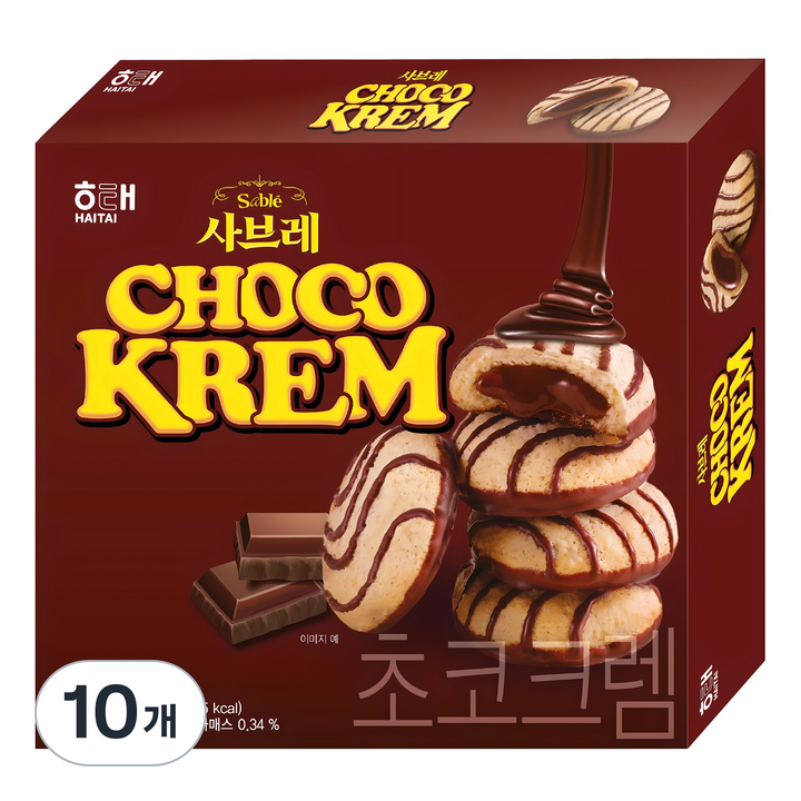 해태제과 사브레 초코크렘, 204g, 10개