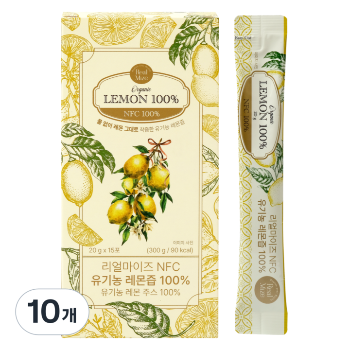 리얼마이즈 NFC 유기농 레몬즙 스틱, 300g, 10개