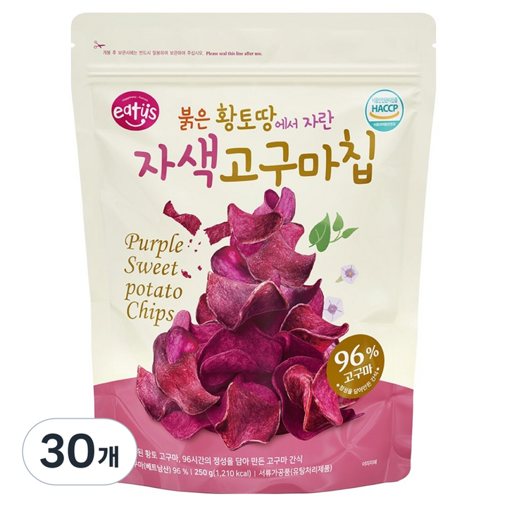 이더스 자색 고구마칩, 250g, 30개