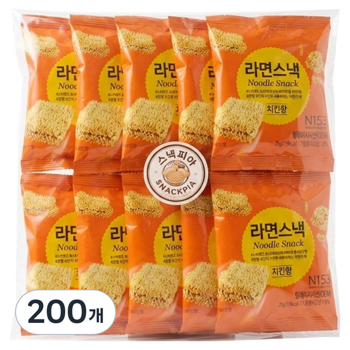 노브랜드 스낵피아 라면스낵과자, 25g, 200개